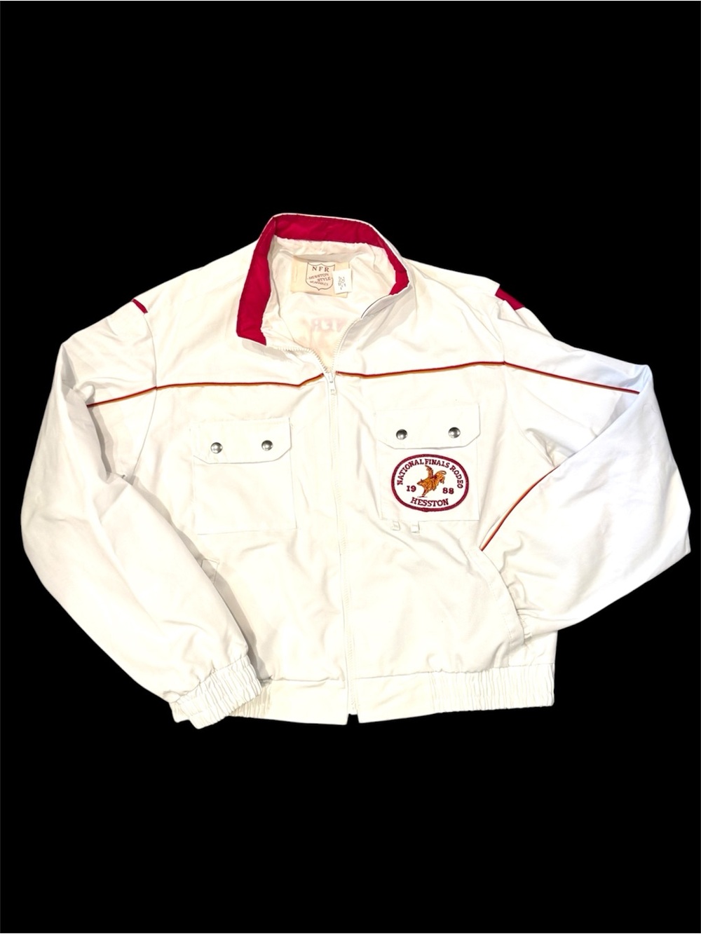 NFR Las Vegas Hesston 1988 White Jacket- Unisex
